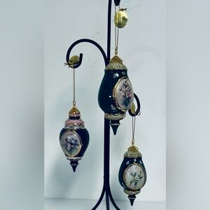 The Bradford Editions 1999 Vintage Set of 3 Forever Flower Porcelain Ornaments